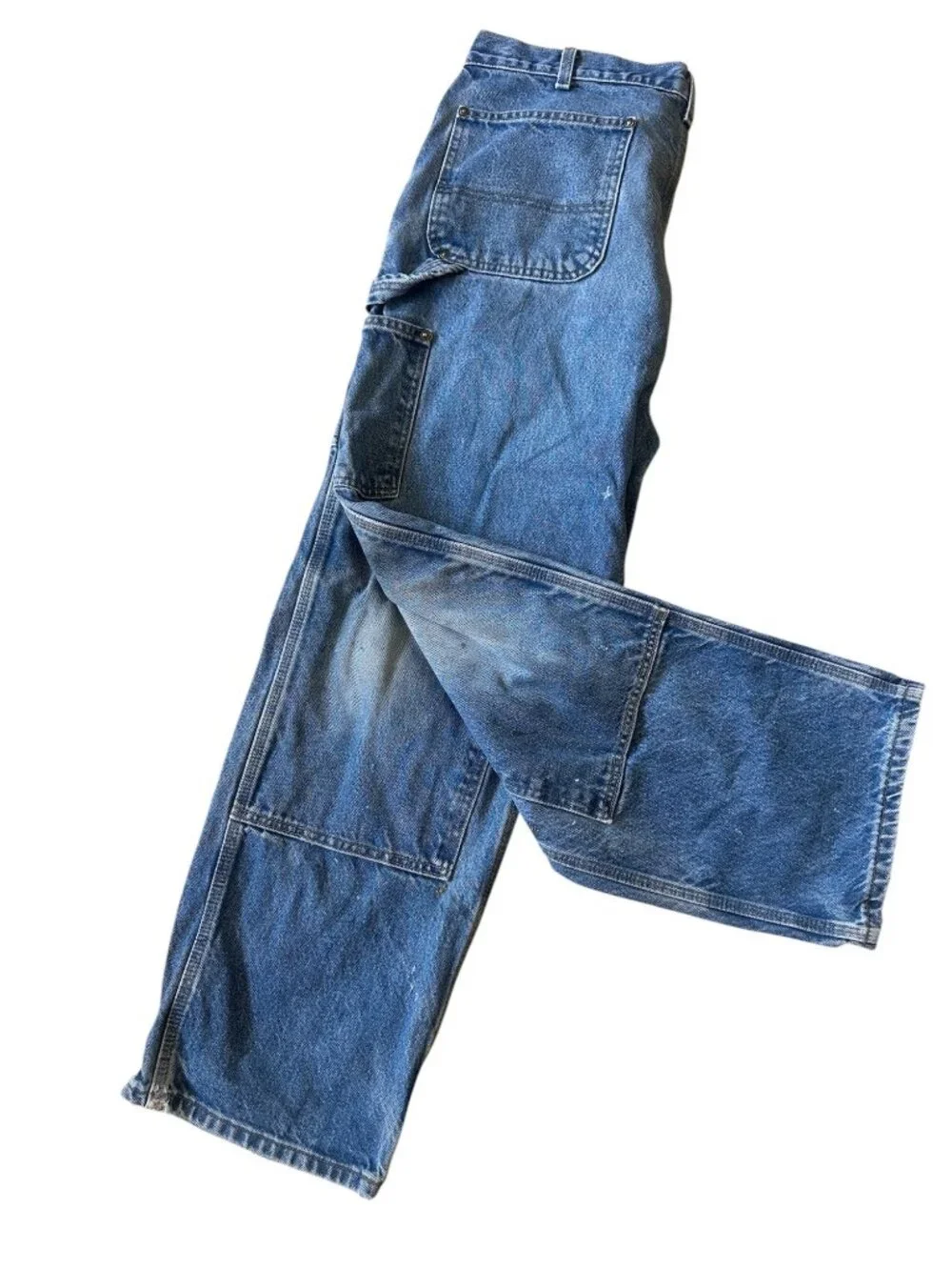 Vintage Carhartt B73 DST Denim Double Knee Pants Men 36x30 Cargo Carpenter Baggy